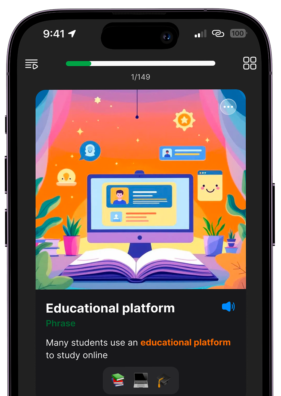 Swipe to learn screen